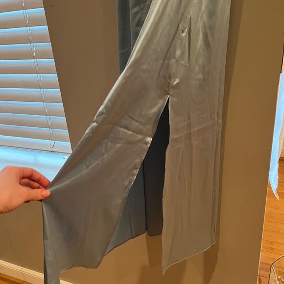 Pacific Blue Satin Midi Dress - Picture 3 of 5